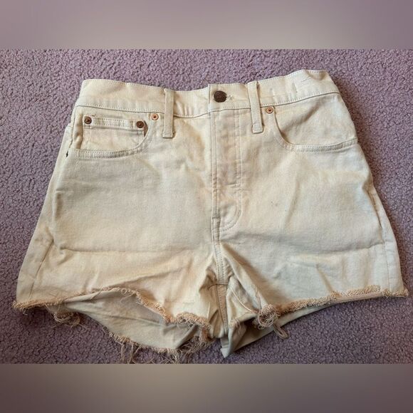 Madewell size 27 perfect jean shorts faint paint spots raw edge high rise - Picture 1 of 9